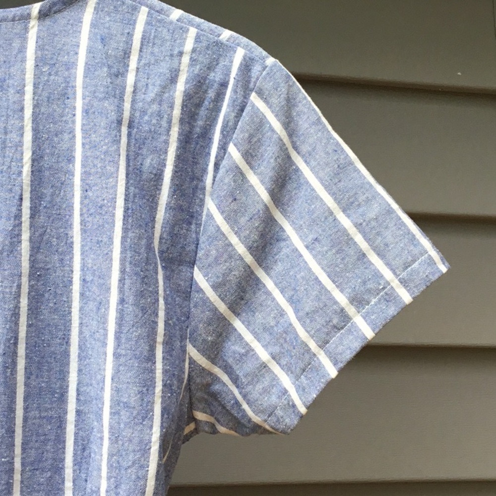 Coastal chic blue and white stripedstyle cropped jumpsuit Size M - Picture 3 of 11